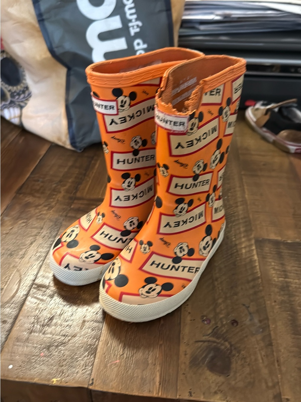 Hunter x Mickey Orange Kids Rain Boots